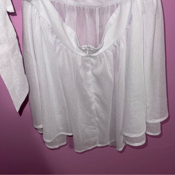 Lucy in the Sky‎ Romper Women's Large White Shimmer Ruffle Hem Tie-Back Dress - Picture 11 of 12